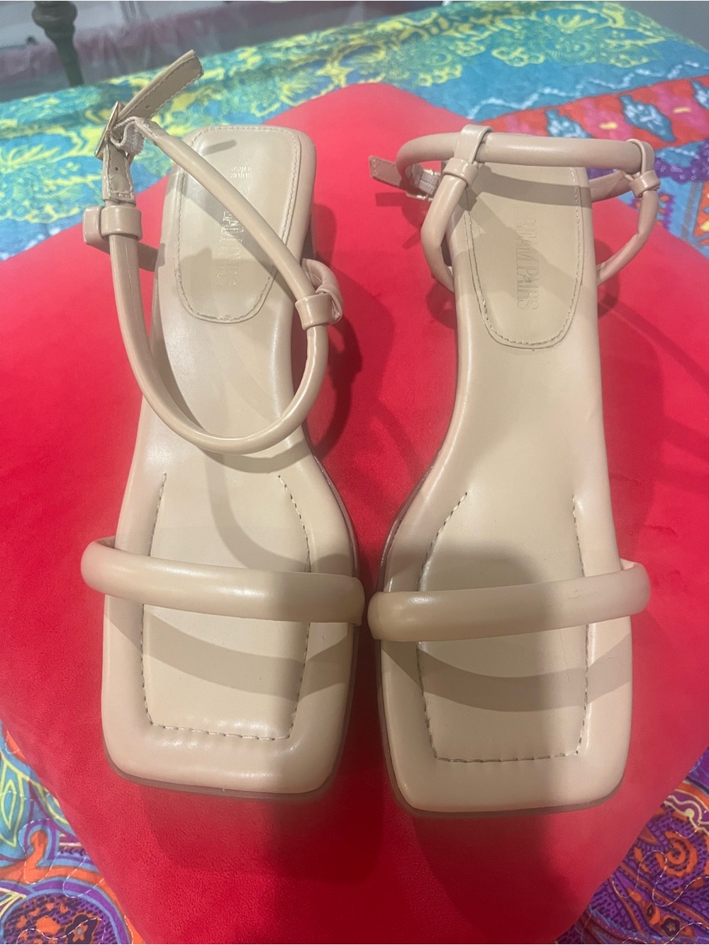 Dream Pairs Beige Strappy Square-Toe Sandals